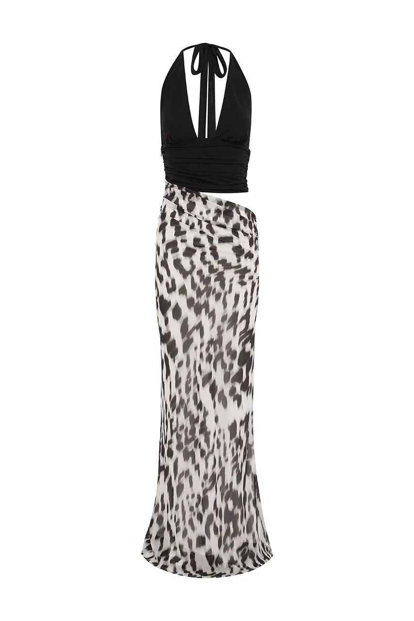 ALEXIS HALTER CUT OUT MAXI DRESS