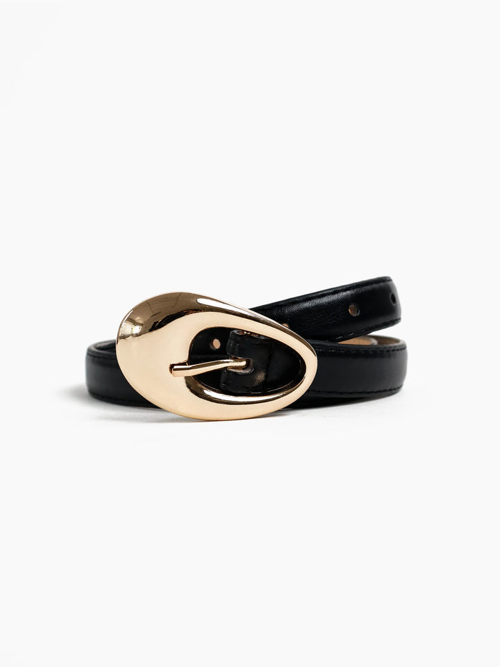 Celina Organic Buckle Belt in Black