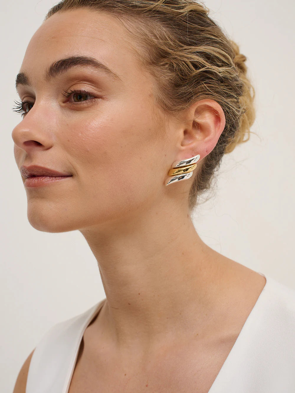 Ari Duotone Plated Statement Earrings