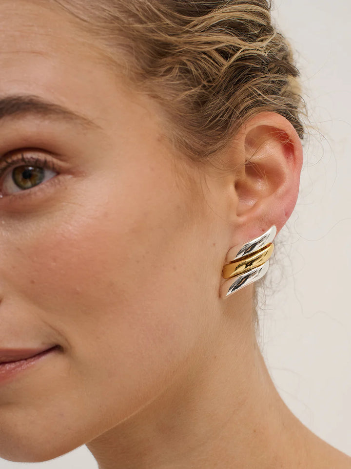 Ari Duotone Plated Statement Earrings