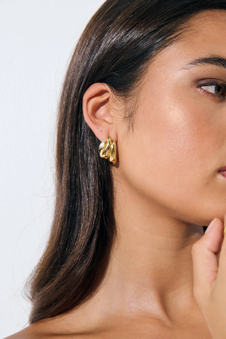 Midas Swirl Rhinestone Detail Earrings