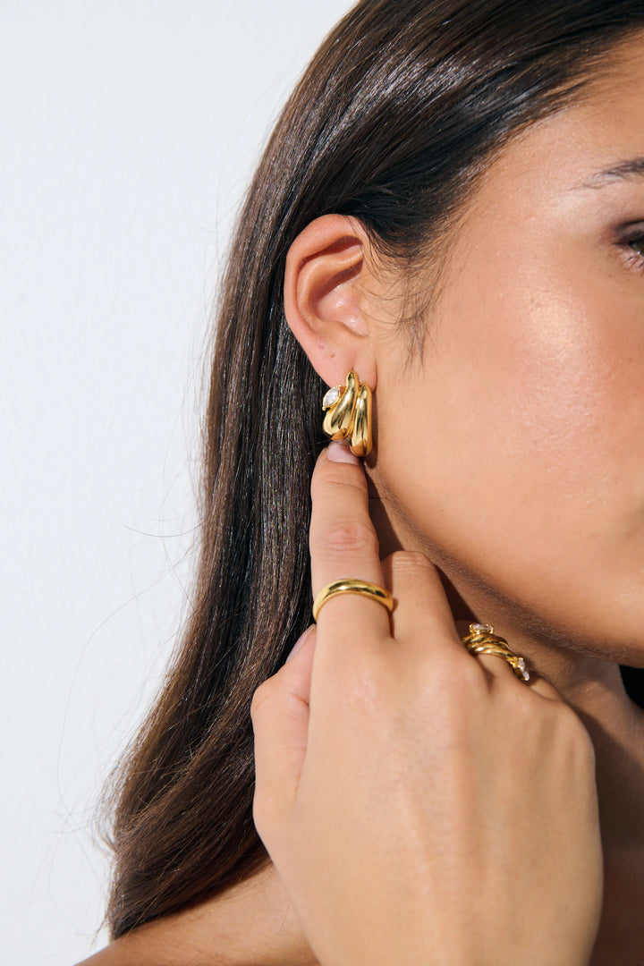 Midas Swirl Rhinestone Detail Earrings