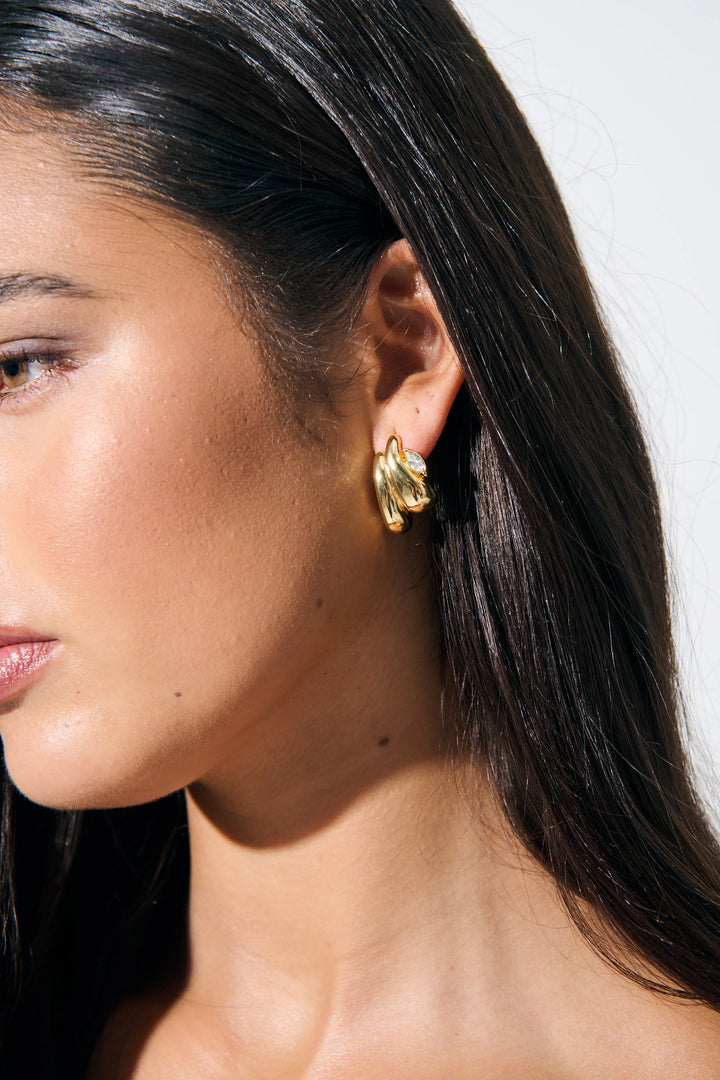 Midas Swirl Rhinestone Detail Earrings