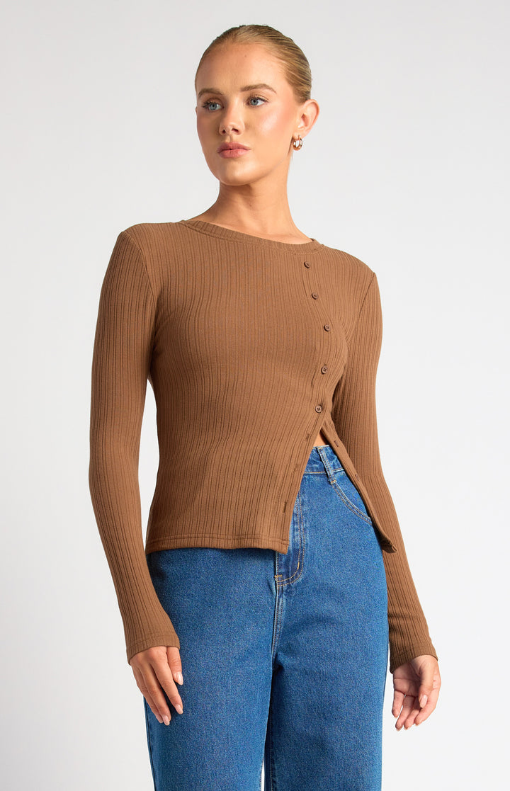 Melina Long Sleeve Top - Mocha