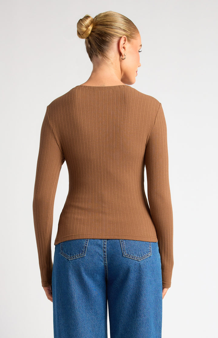 Melina Long Sleeve Top - Mocha