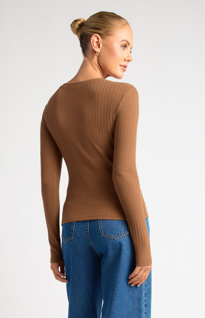 Melina Long Sleeve Top - Mocha